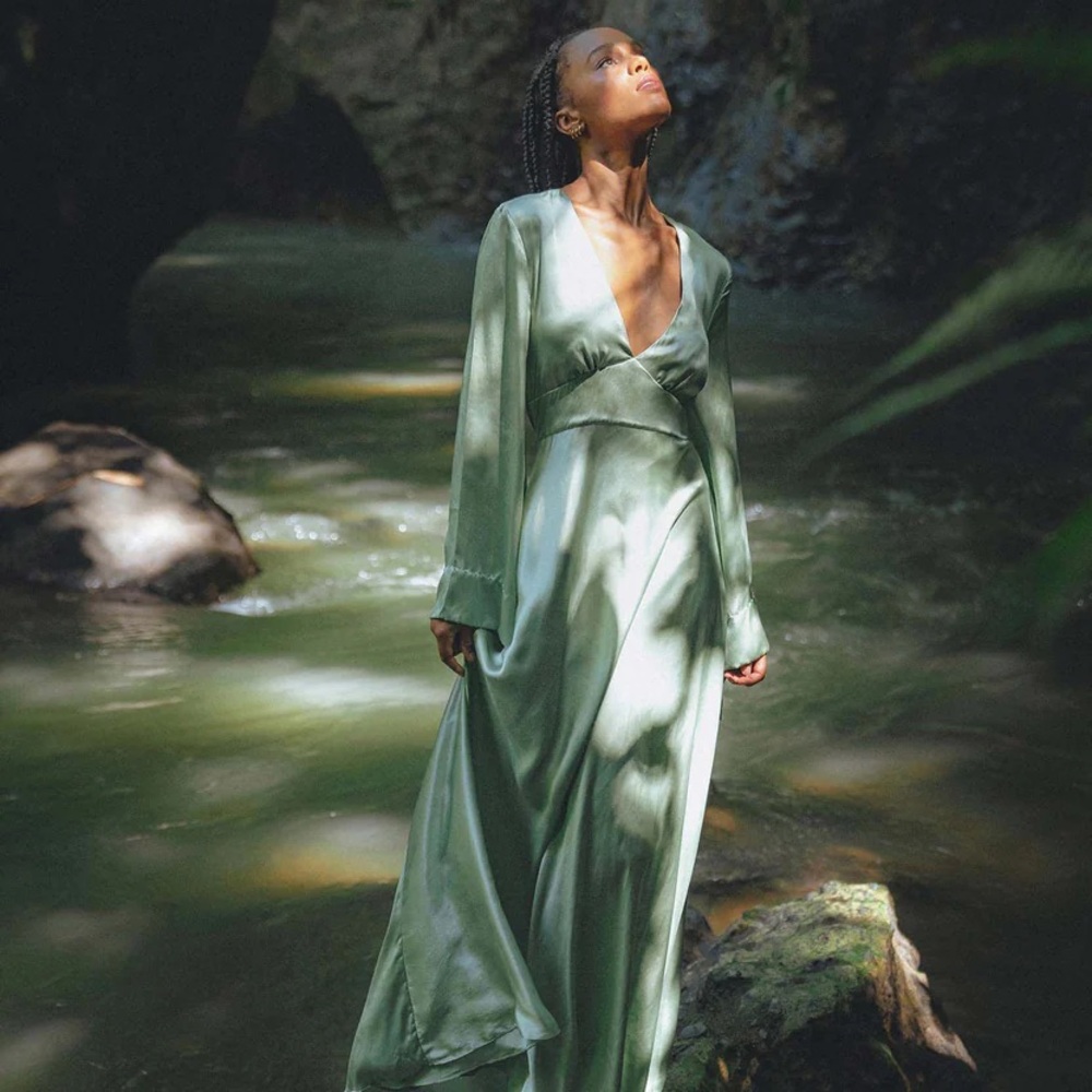 AYA Sacred Wear Silk Aquamarine Sundari Goddess Gown